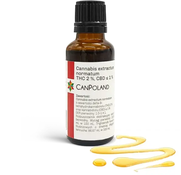 Butelka Cannabis extractum normatum CanPoland THC 2%, CBD ≤1%